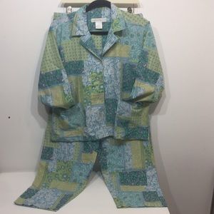 Crabtree & Evelyn gorgeous teal cotton pajamas
